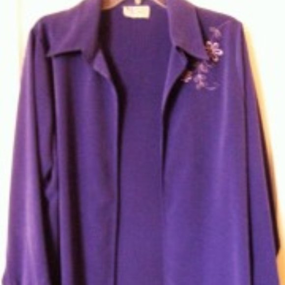 Maggie Sweet 100 % Silk  Large 3 Piece Blue Pants Outfit - Picture 1 of 6